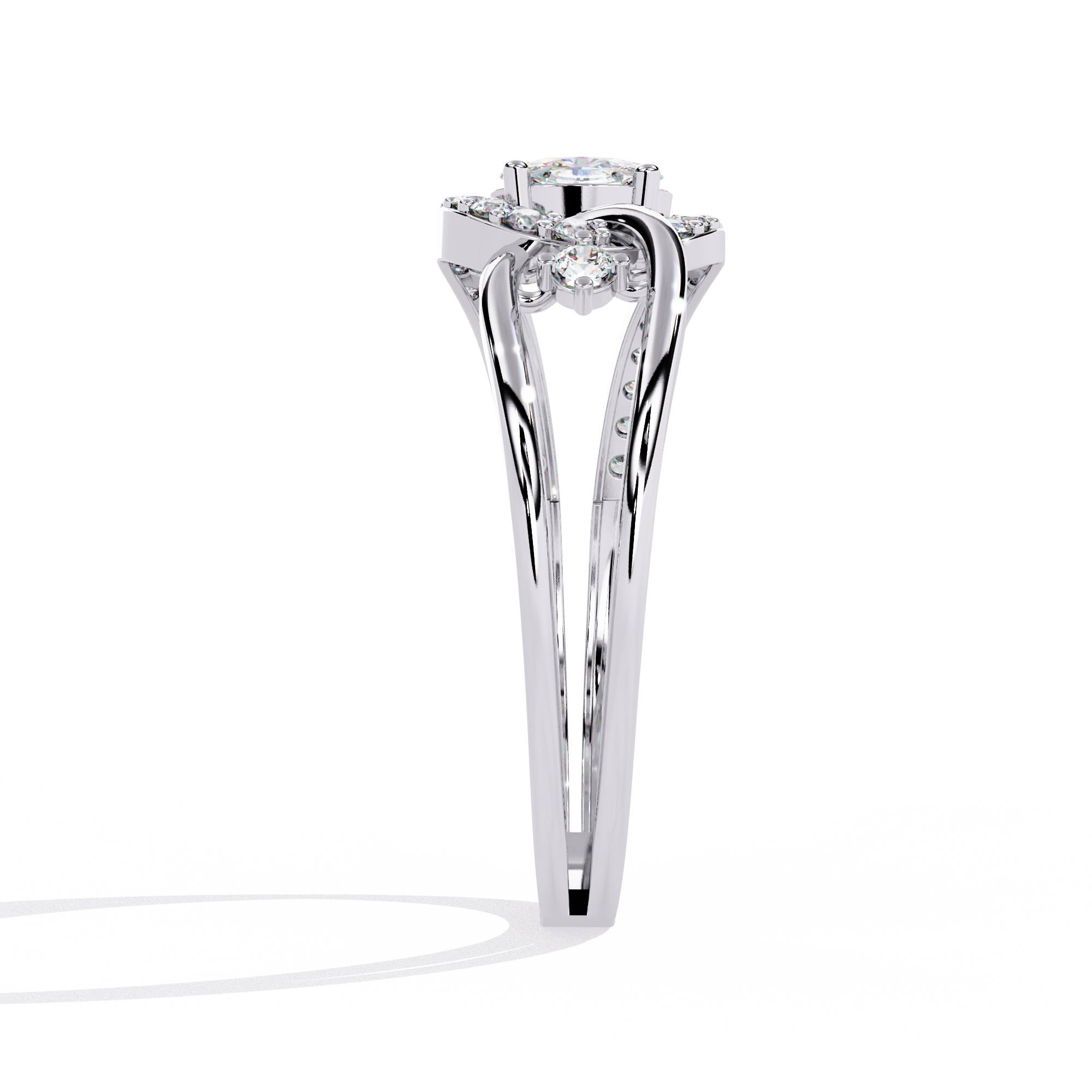 Solitairekart-0.34 CT Lab Grown Oval Diamond Link Halo Ring